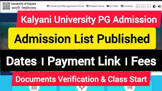 Provisional Admission List 1  Kalyani University PG Admission 202426 [upl. by Dickinson]