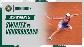 Swiatek vs Vondrousova Quarterfinal Highlights  RolandGarros 2024 [upl. by Ylrevaw]