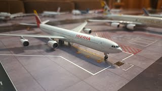 Iberia A340600 takes off from the airport at 1400 scale stop motion [upl. by Corenda]