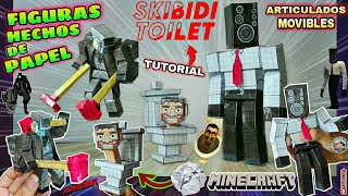 Como hacer figuras de papel Skibidi Toilet Cameraman Destapacaños y Big Speakerman Minecraft Movible [upl. by Tiebold618]