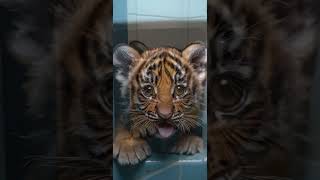 Naughty little tigers Theres a place to get in tiger nature shortvideo shorts funny cat [upl. by Nosral]