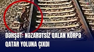 Körpə qatarın altından son anda xilas edildi  XƏBƏR 4 TV [upl. by Renwick]