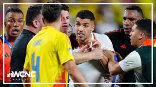 Uruguay players enter stands as fans fight after Copa America loss to Colombia [upl. by Salb235]