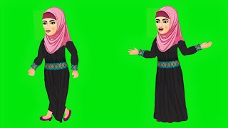 Muslim girls cartoon character green screen Muslim green screen video animation [upl. by Htebesile]