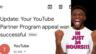 YOUTUBE APPEAL FOR REUSED CONTENT PROCESS AFTER YOU PRESS SUBMIT MONETIZATION DEMONETISED MONETISE [upl. by Attalie]