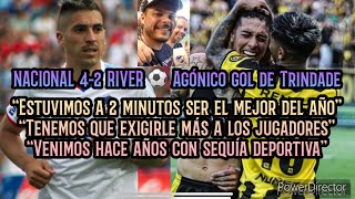 JAVIER MOREIRA se entera del GOL de TRINDADE • Nacional 42 River ⚽️ Peñarol Campeón 🏆 [upl. by Geier]