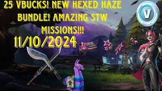 25 Vbucks New Hexed Haze Bundle Amazing STW missions [upl. by Elime255]