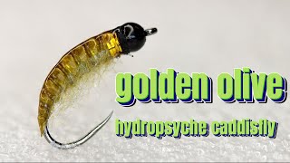 Golden Olive HydropsycheBarbelTroutChubfly tying [upl. by Llerihs]