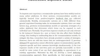 Mitigating Confounding Bias in Practical Recommender Systems With Partially Inaccessible Exposure St [upl. by Adelbert628]