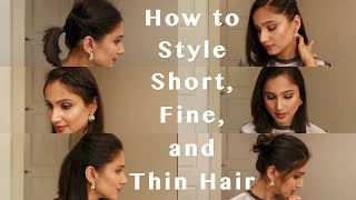 6 Heatless Hairstyles for Fine Thin and Short hair  How to style 3rd day Short Fine and Thin hair [upl. by Nonnair]