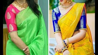 Beautiful And Royal Look With Brocade Blouse Design Collection 2019 Brocade Blouse With Plain Saree [upl. by Alan]