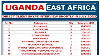 Jobs In Uganda 🇧🇯 2022 ¦¦ Salary Upto 1300 US  Dollar ¦¦ CV Selection ¦¦ Gulf Job Solution [upl. by Meedan76]