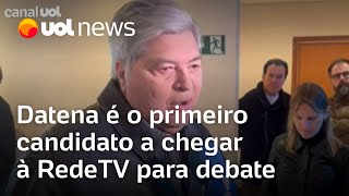 Datena chega à RedeTV para debate Espero civilidade entre os candidatos [upl. by Yablon221]