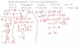 ROOTS OF QUADRATIC EQUATIONS alpha and beta [upl. by Naneek]