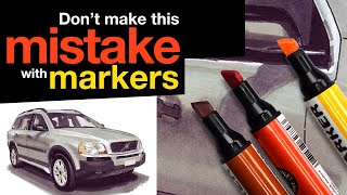 How To Draw Realistic Cars Dont Make This Mistake with Marker Rendering [upl. by Cele]