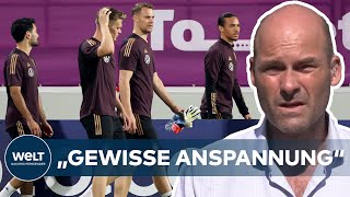 FUßBALLWM 2022 DFBElf vor Endspiel gegen Spanien – Hansi Flick kann wieder auf Leroy Sané bauen [upl. by Eirallih]