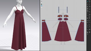 Drafting Biascut Slip Dress Clo Marvelous Designer [upl. by Peugia]