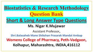 Biostatics and Research Methodology Question Bank Short and Long Answer Questions [upl. by Philine425]