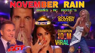 AMERICAS GOT TALENTPART1 AUDITION GOLDEN BUZZER NOVEMBER RAIN Guns N Roses Extraordinaryvoice [upl. by Analim]