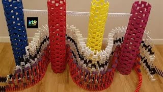 45 minutes of domino toppling with NO MUSIC  Domino ASMR [upl. by Kolivas]