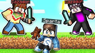 Minecraft BEBE SPARTA vs 2 CAZADORES 😱🔪 SPEEDRUN vs HUNTER MINECRAFT con SILVIO y FRANCISCO [upl. by Aihsek137]