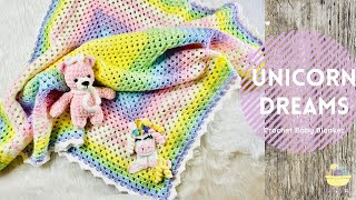 Unicorn Dreams Baby Blanket  Granny Square Baby Blanket  Mandala Yarn Blanket Crochet Tutorial [upl. by Hughett]