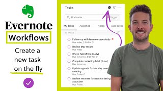 Create a new task in Evernote on the fly  Tasks Workflow 2 of 7 [upl. by Obmar]