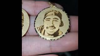 14K Gold Laser Engraved Photo Pendant · Picture Pendant · Highest Quality Photo Work [upl. by Ruomyes]