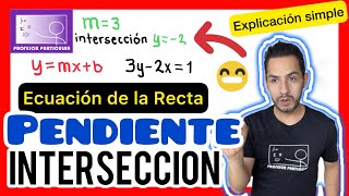 Ecuación de la recta con pendiente e intersección Paso a Paso😎​🫵​💯​  Precalculo [upl. by Giannini]