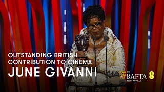 June Givanni gets the Outstanding British Contribution to Cinema award  EE BAFTA Film Awards 2024 [upl. by Anirazc]