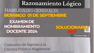 EXAMEN DE NOMBRAMIENTO DOCENTE 2024  DOMINGO 01 DE SEPTIEMBRE SOLUCIONARIO COMPLETO [upl. by Adore727]