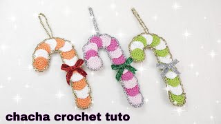 Tuto décoration de Noël  sucre dorge au crochet facile à réaliser [upl. by Anatnahs]