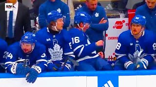 Mitch Marner William Nylander Auston Matthews Arguing on Bench  Maple Leafs vs Bruins  2024 NHL [upl. by Aihsenot]