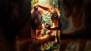 Orangutan vs Long Tailed Monkey animalbattle wildlifebattle animals animalcombat [upl. by Karon]