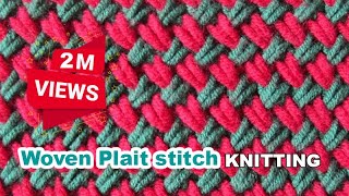 Two Color Woven Plait Stitch Tutorial · Knitting Stitch Patterns · Dec 2014 [upl. by Faustina]