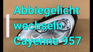 Porsche Cayenne Turbo Abbiegelicht wechseln H11 Birne Kurvenlicht Scheinwerfer Ausbauen 2007 957 [upl. by Lotsirk434]