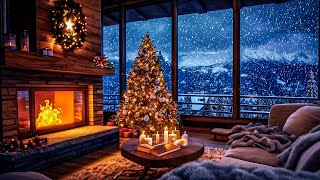 Cozy Christmas Winter Ambience Sounds Fireplace and Blizzard  Sleep Rest Study [upl. by Asfah]