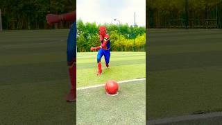 SpiderMan playing football funny video spiderman shorts [upl. by Aeret]