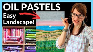 How To Use Oil Pastels EASY Beginner Landscape [upl. by Irrek]