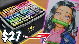 I bought the CHEAPEST 168 ALCOHOL MARKERS  UNBOXING amp DRAWING TEST [upl. by Sternick600]