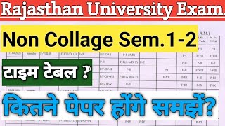 RAJASTHAN UNIVERSITY NON COLLEGE 1ST YEAR  Semester Exams Kitne paper honge Non collage exam Dates [upl. by Haliehs954]