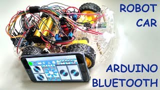 Smartphone Controlled Arduino 4WD Robot Car  Bluetooth Arduino Robot 3 [upl. by Atilek]