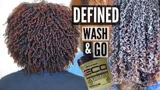 Wash and Go on THICK KINKY NATURAL HAIR  using the Black Castor amp Flaxseed Eco Styler Gel [upl. by Eaneg]