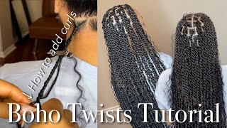 How To Do Boho Island Twists  How To Add Curls  What Braiding Hair To Use [upl. by Chesnut505]