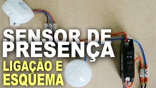 Ligação de sensor de presença  Esquema de instalação [upl. by Ran]