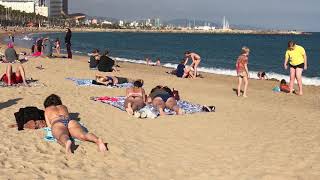 Sunbathing and Swimming at Barcelona beach this November [upl. by Antonin]