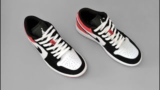 HOW TO LACE AIR JORDAN 1 LOW BLACK TOE [upl. by Neelia128]