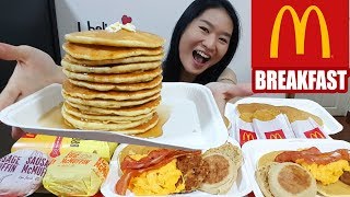 MCDONALDS BREAKFAST FEAST Big Breakfast Hotcakes Sausage amp Egg McMuffins  Mukbang Eating Show [upl. by Hervey340]