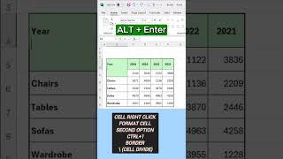 CELL DIVIDE IN EXCEL SPLIT CELL DIAGONALLY [upl. by Assirral80]