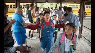 Million Dad March welcomes students to Lochburn Middle School [upl. by Bui]